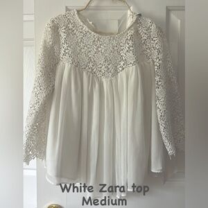 Zara lace top chiffon blouse size medium